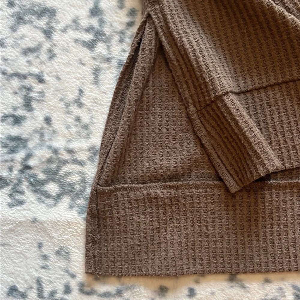 Zenana Outfitters Taupe Waffle Knit Top - Picture 3 of 5